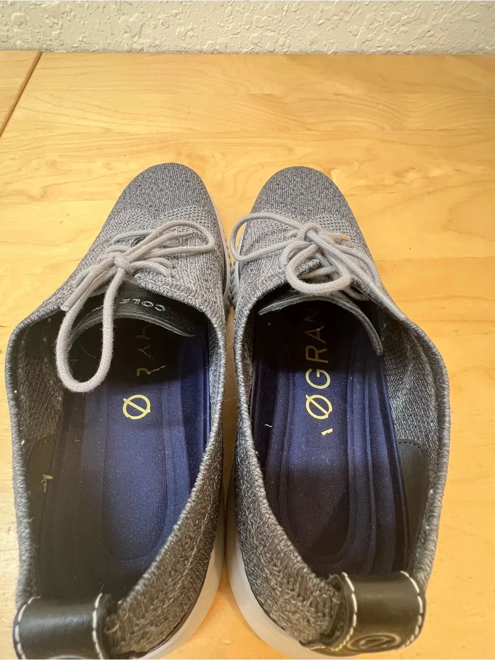 Cole Haan Gray Knit Lace-Up Oxfords with White Sole